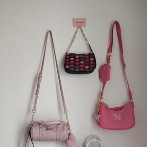 Juicy Couture Pink and Black Crossbody Bag Trio